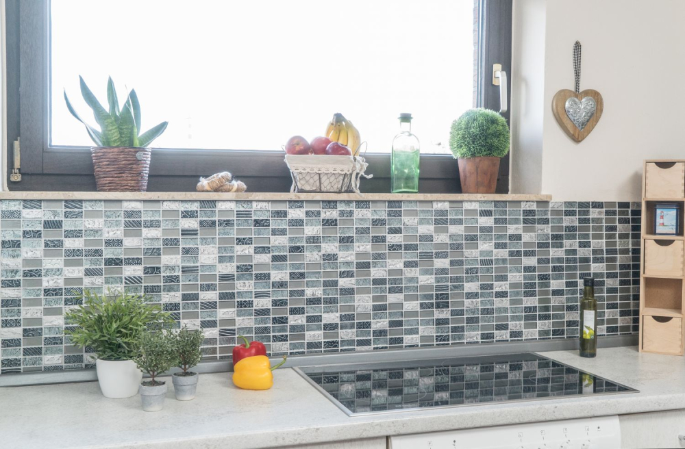Mosaique Rectangle Mosaique de verre Pierre mix Retro silver Mix translucide aspect croise argent brillant