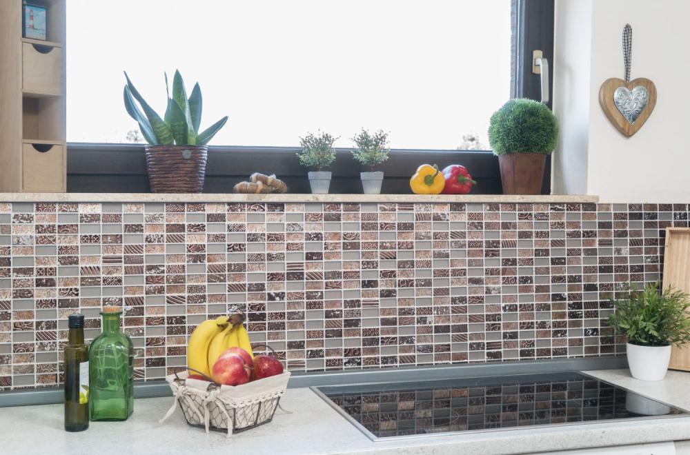 Mosaique Rectangle Mosaique de verre Pierre mix Retro brun Mix translucide aspect croise brillant