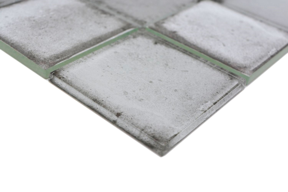 Mosaique Carre Mosaique de verre Cement Style light grey Translucide Aspect ciment gris clair brillant