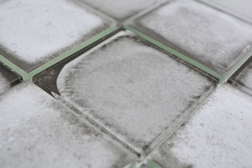 Mosaique Carre Mosaique de verre Cement Style light grey Translucide Aspect ciment gris clair brillant