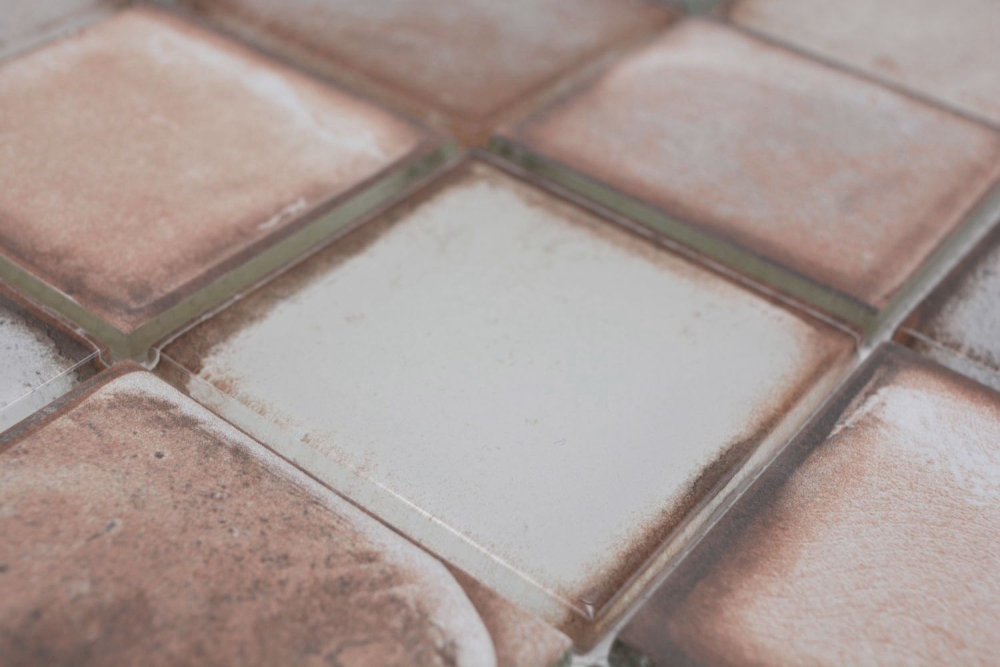Mosaique Carre Mosaique de verre Cement Style light beige Translucide Aspect ciment beige clair brillant