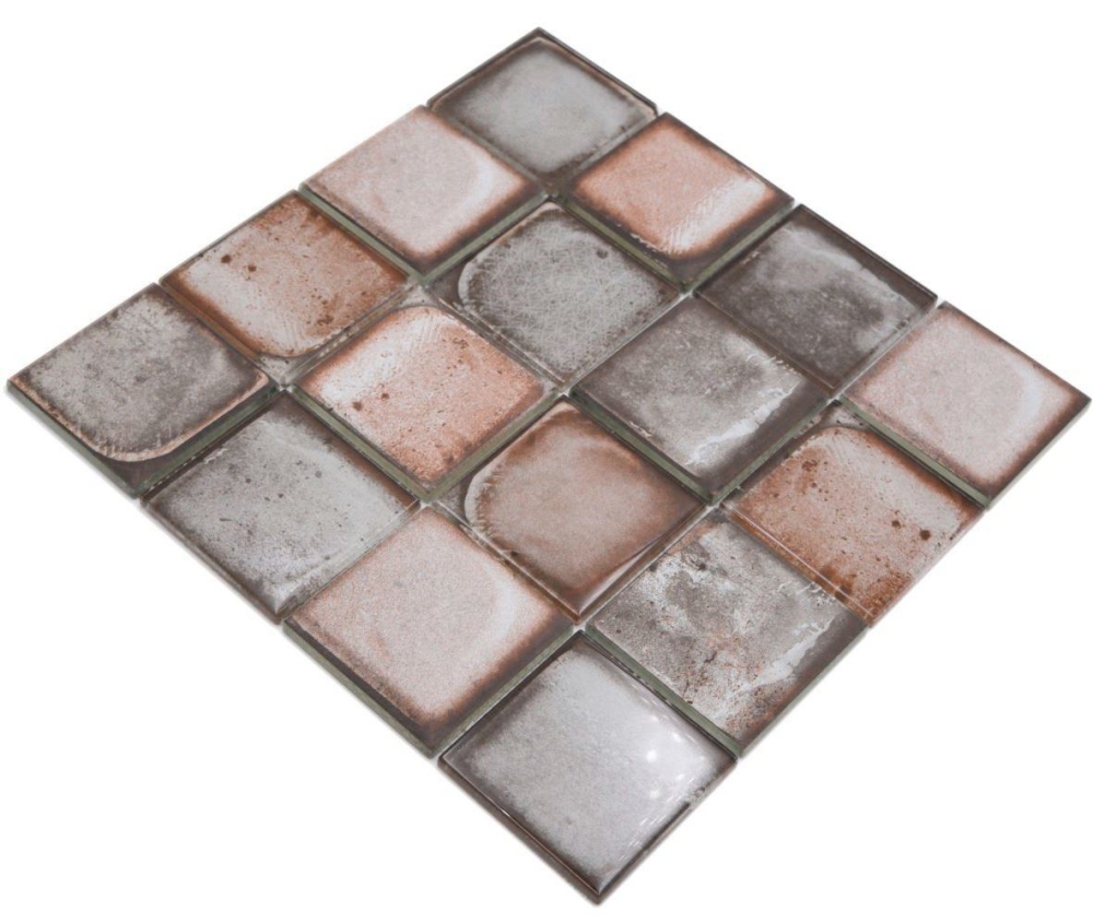 Mosaique Carre Mosaique de verre Cement Style mix grey beige translucide aspect ciment brillant