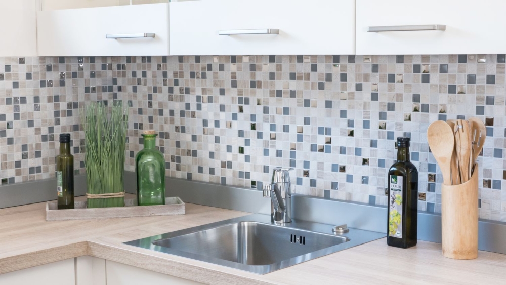 Piedra natural rustico mosaico de azulejos de vidrio de mosaico de marmol luz gris plata beige esmerilado azulejos de vidrio backsplash pared cocina cuarto de bano WC - 92-HQ20