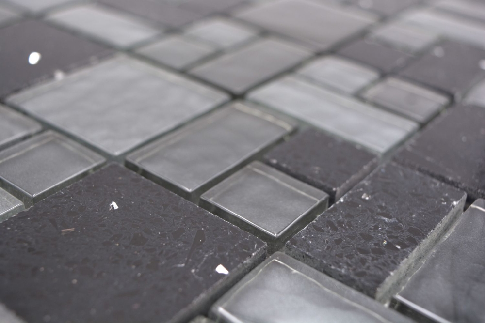 Mosaique Combinaison de mosaique de verre Artificial mix noir Mix translucide Composite aspect combine brillant
