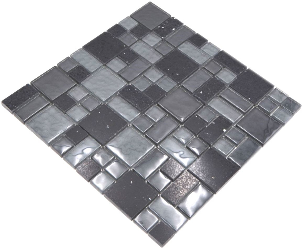 Mosaique Combinaison de mosaique de verre Artificial mix noir Mix translucide Composite aspect combine brillant