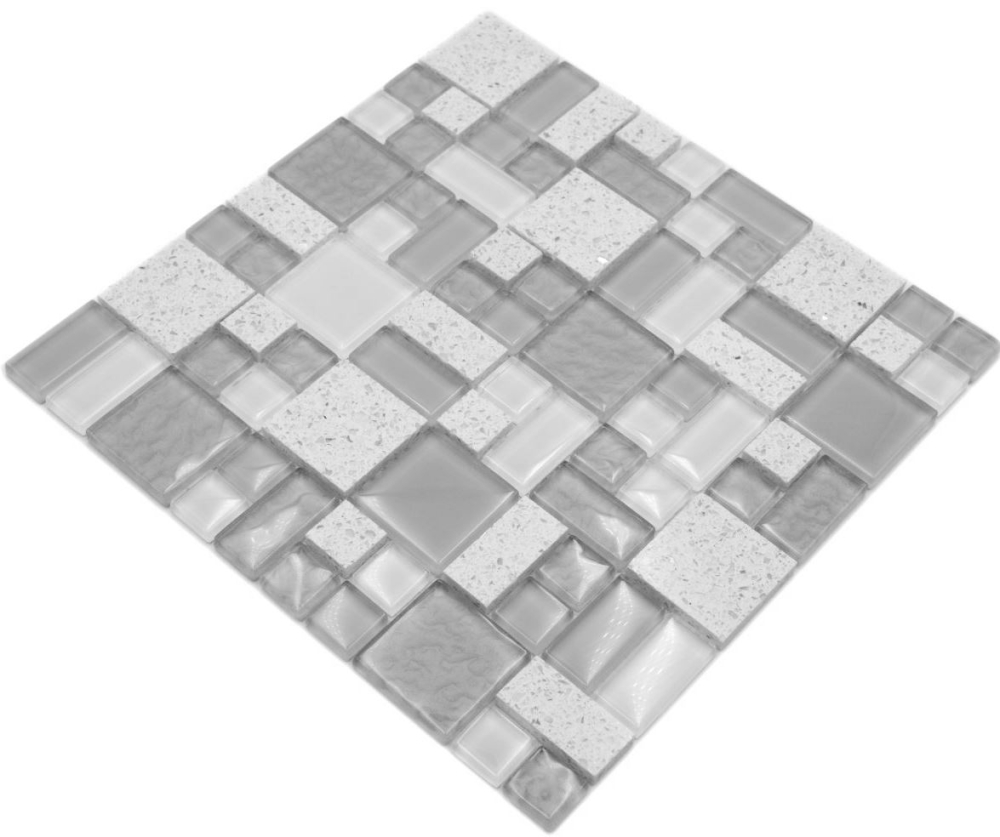 Mosaik Kombination Glasmosaik Artificial mix weiß Mix Transluzent Komposit Kombinationsoptik glänzend