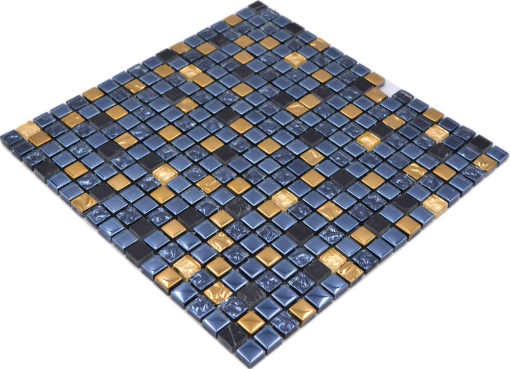 Mosaico de vidrio piedra natural rustico antiguo grafito negro oro - 92-650 - Kopie