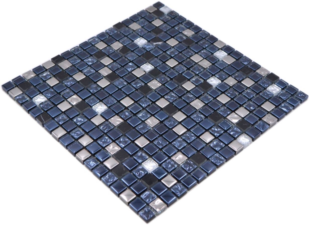 Mosaico de vidrio piedra natural rustico antiguo grafito negro plata - 92-660 - Kopie