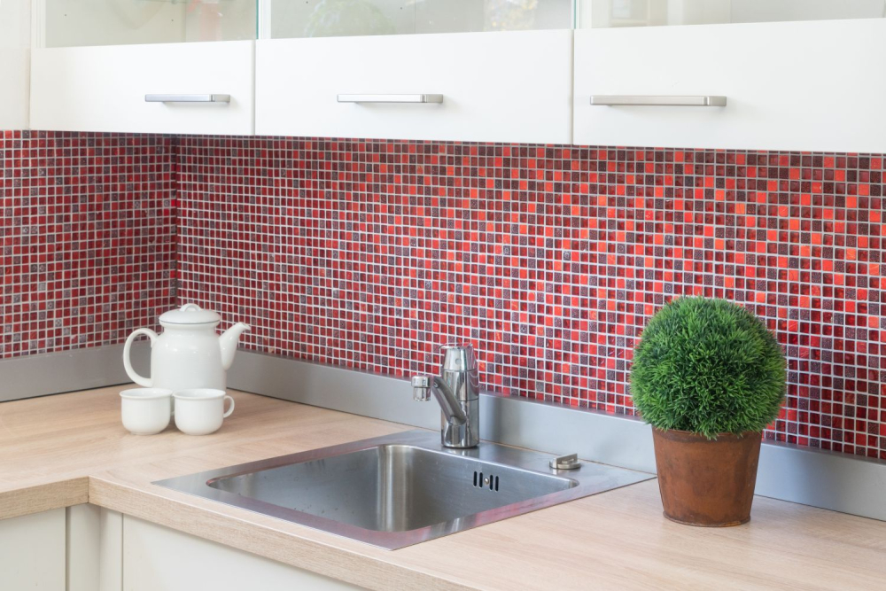 Mosaique Carre Mosaique de verre Resin mix rouge Mix translucide brillant