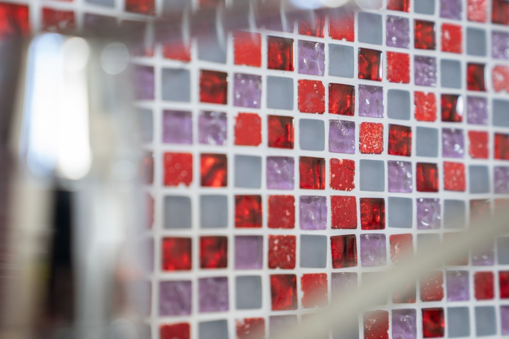 Mosaique Carre Mosaique de verre Resin mix rouge rose blanc mat Mix translucide brillant