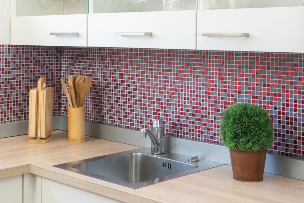 Mosaique Carre Mosaique de verre Resin mix rouge rose blanc mat Mix translucide brillant