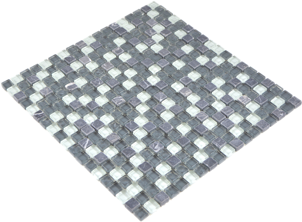 Mosaique Mix pierre translucide gris brillant - 10 feuilles de mosaique
