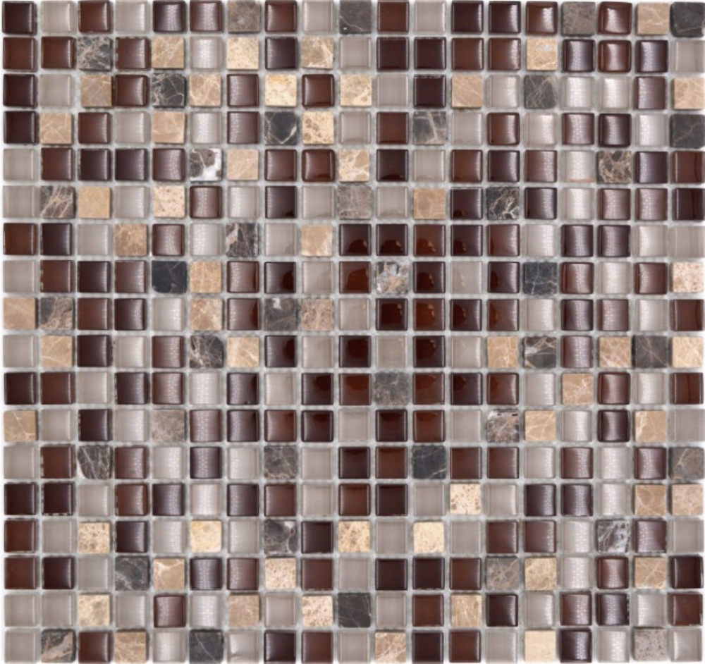 Mosaique Carre Mosaique de verre Pierre mix brun Mix translucide brillant