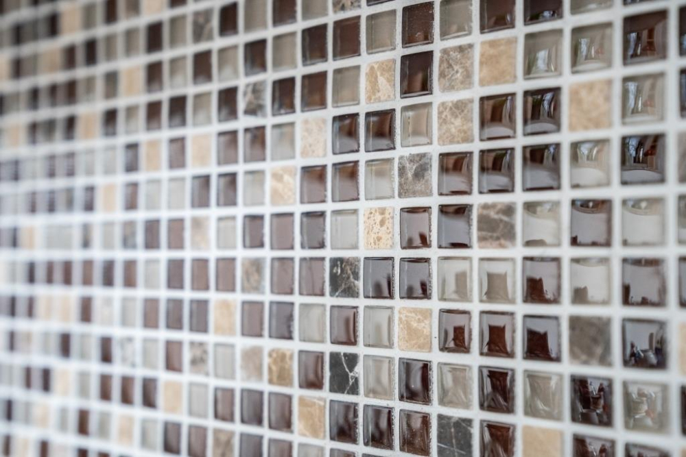 Mosaique Carre Mosaique de verre Pierre mix brun Mix translucide brillant
