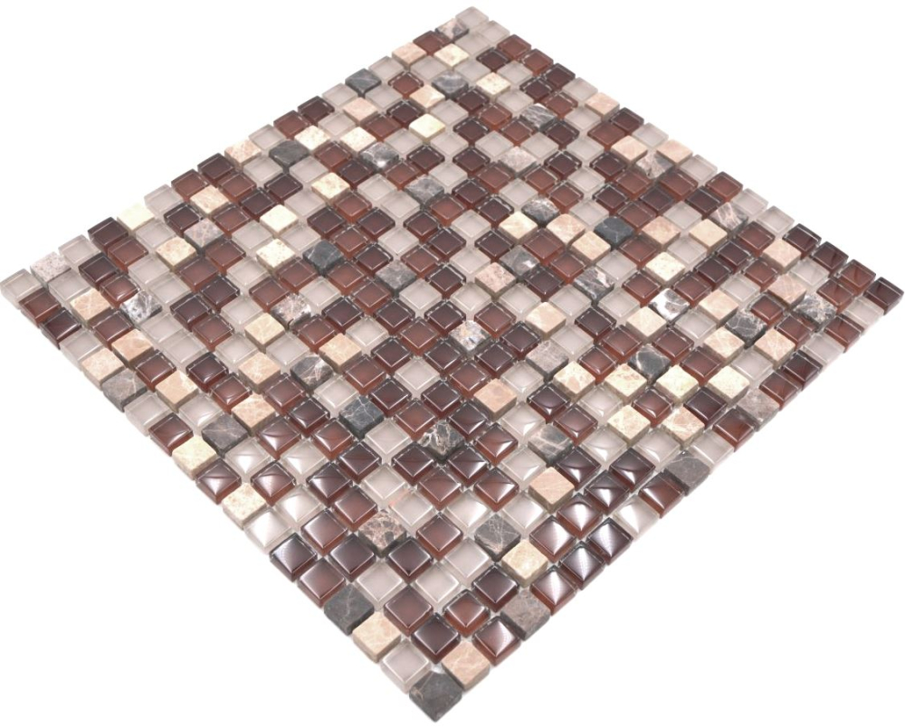 Mosaique Carre Mosaique de verre Pierre mix brun Mix translucide brillant