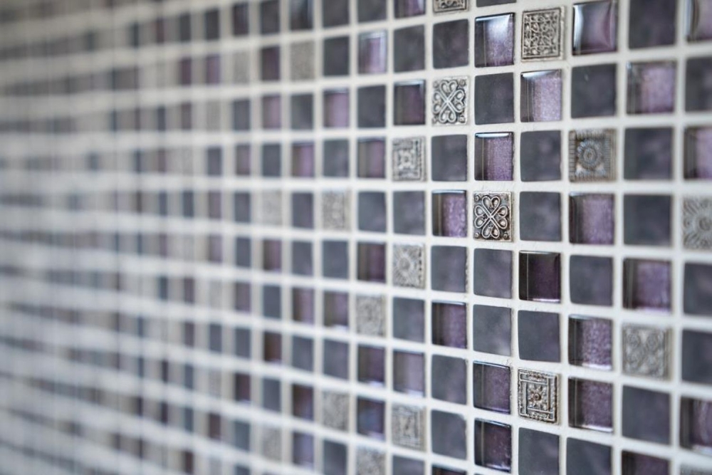 Mosaique Carre Mosaique de verre Resin mix lilas mat Mix Translucide Aspect ornemental brillant