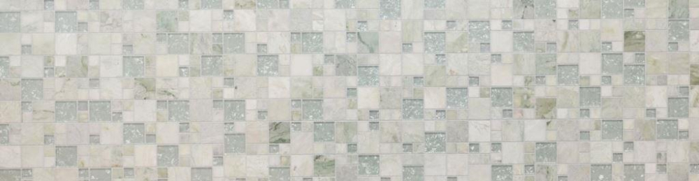 Pierre naturelle Mosaique de verre Marbre Carreaux de mosaique gris clair gris-vert blanc avec piqure Carreaux muraux - 88-MC639