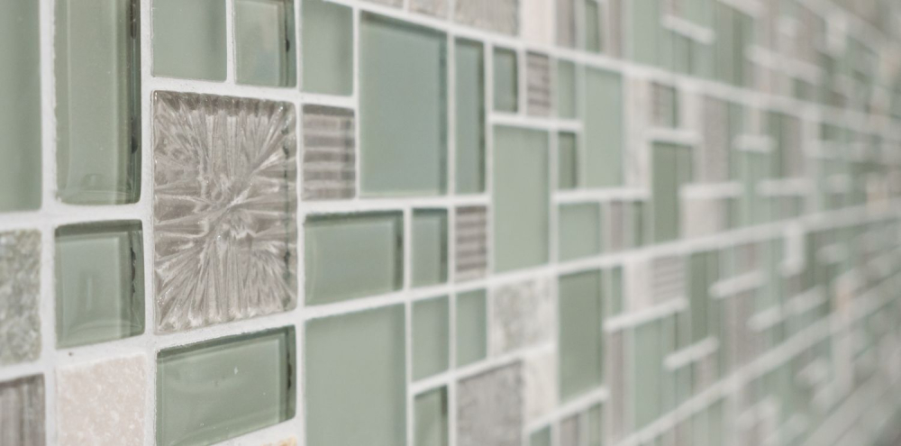 Mosaico combinacion vidrio mosaico piedra mezcla transparente gris mate mezcla translucido combinacion look