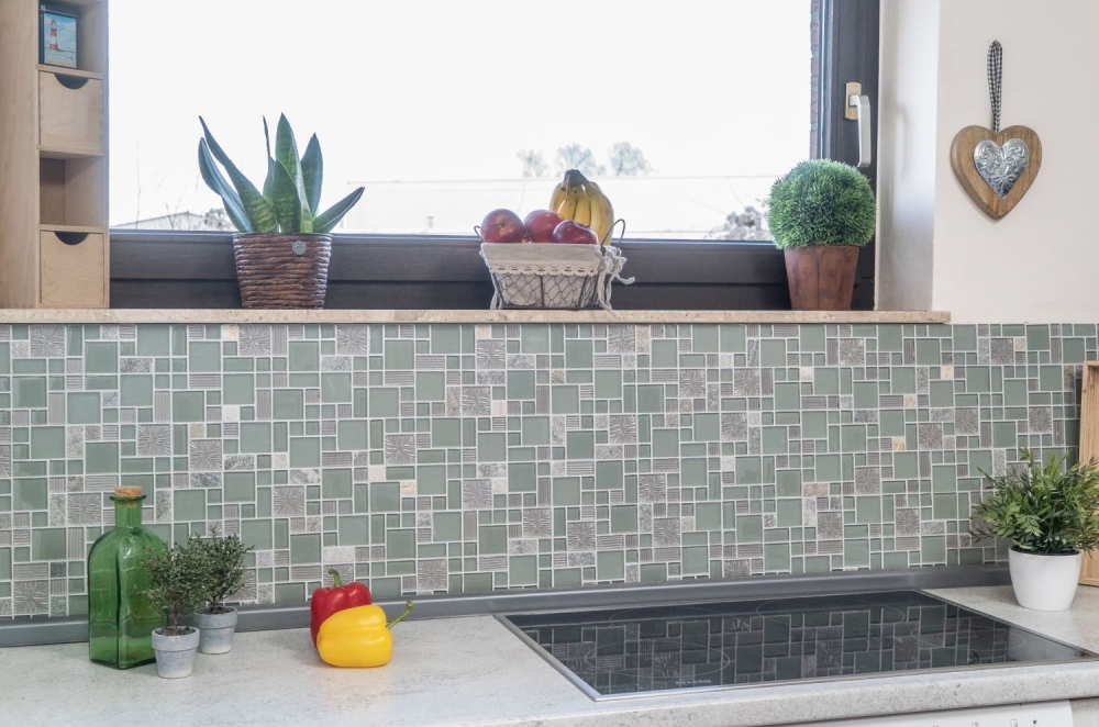 Mosaico combinacion vidrio mosaico piedra mezcla transparente gris mate mezcla translucido combinacion look