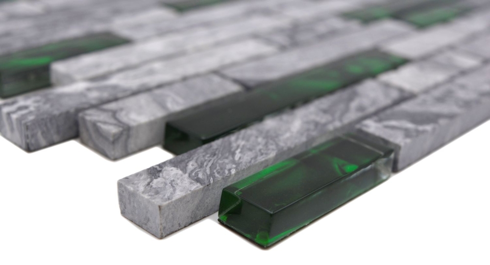 Mosaico compuesto de vidrio mosaico de piedra mezcla gris con verde mezcla translucida albanileria mirada brillante