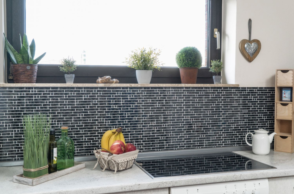 Mosaik Verbund Glasmosaik Chic samtschwarz Transluzent Verbundoptik schwarz glänzend