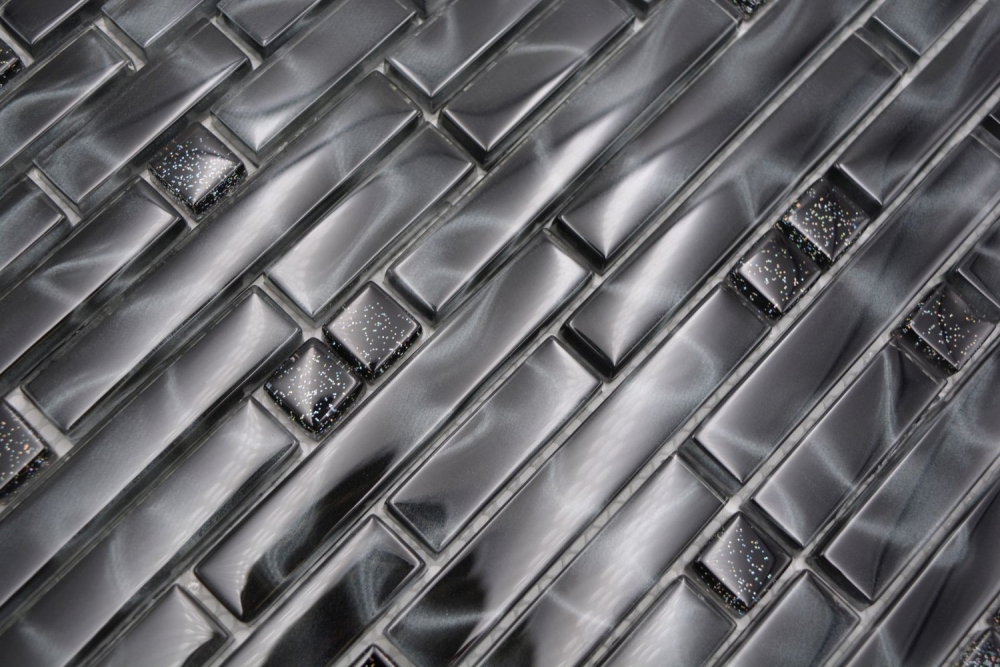 Mosaik Verbund Glasmosaik Chic samtschwarz Transluzent Verbundoptik schwarz glänzend
