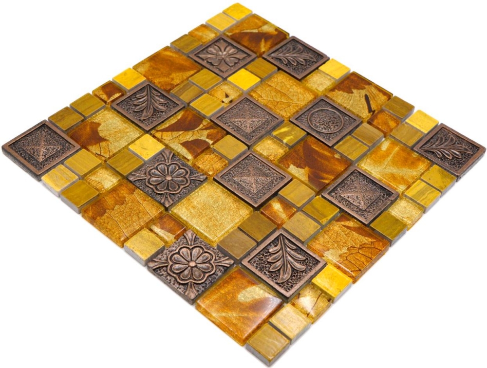 Mosaique combinaison mosaique de verre Resin mix or avec Ornament Mix translucide aspect ornemental brillant