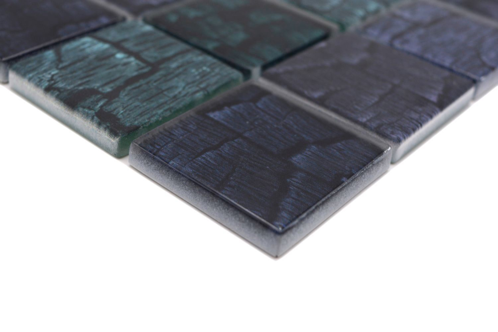 Mosaique Carre Mosaique de verre Petrified Forest green petrol Translucide aspect floral mix vertn brillant