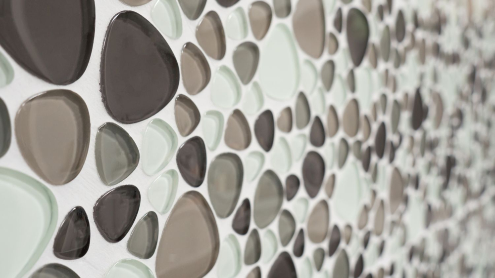 Mosaikfliesen Glasmosaik Kiesel Beige Braun Klar