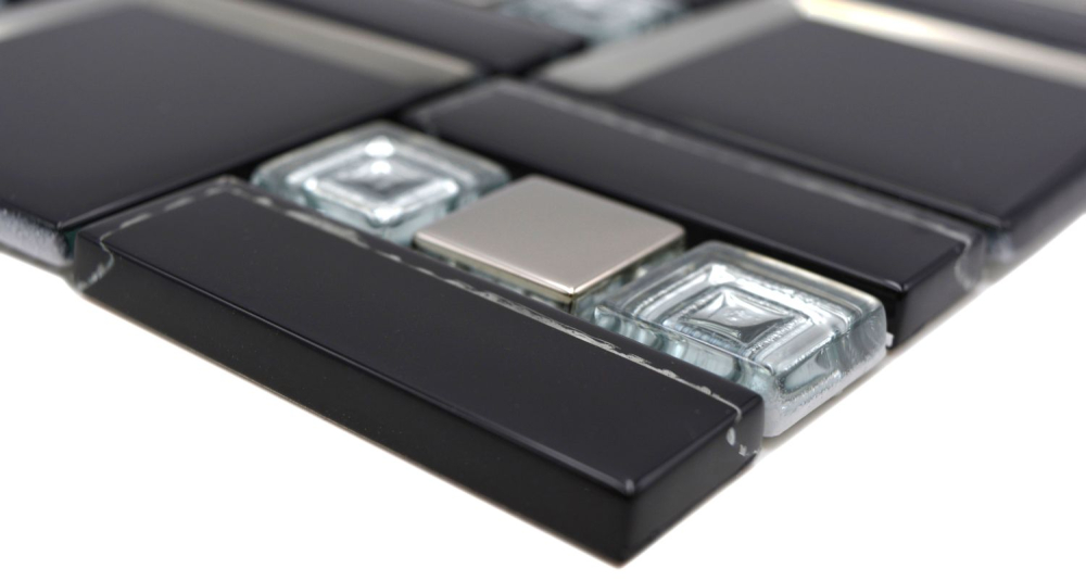 Combinacion de mosaico de vidrio mezcla de mosaico negro translucido diamante mirada brillante