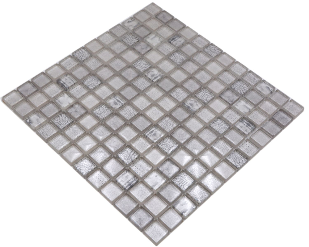 Mosaico Mosaico de vidrio cuadrado Wildlife blanco Translucido Wildlife look blanco brillante