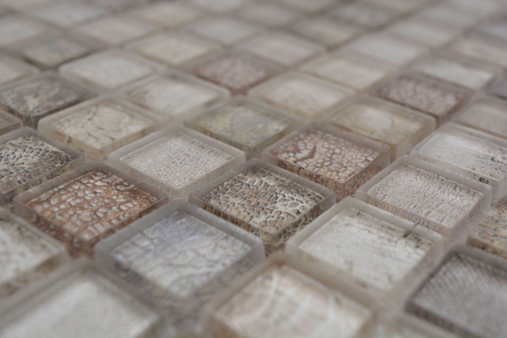 Mosaico cuadrado de vidrio mosaico de vida silvestre de color beige translucido mirada vida silvestre brillante