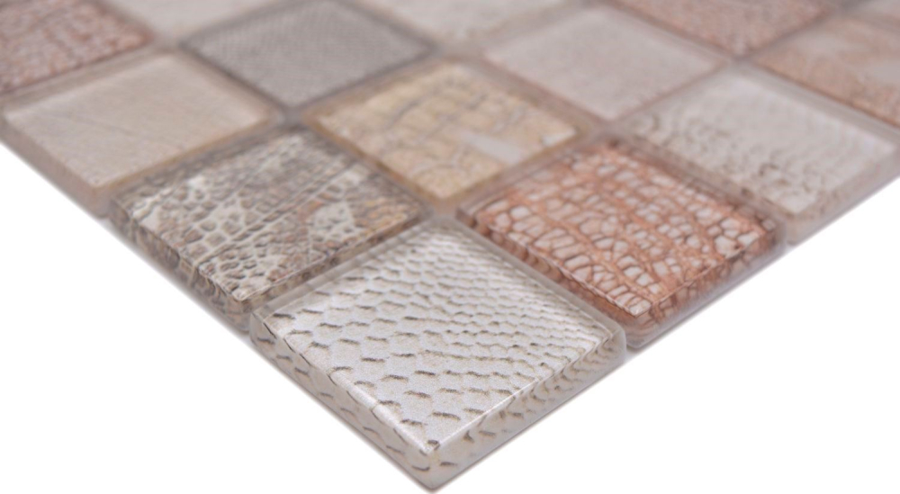 Mosaico cuadrado de vidrio mosaico de vida silvestre de color beige translucido mirada vida silvestre brillante