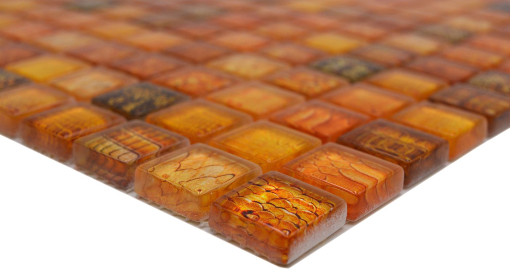 Glasmosaik Mosaikfliese orange glänzend Snake Wand Küche Bad Dusche - 68-WL44