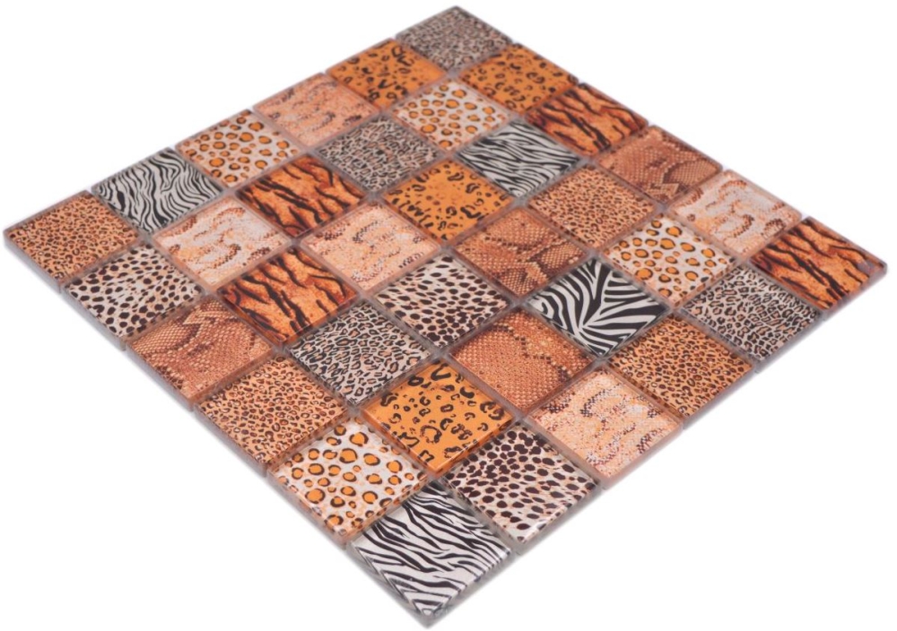 Mosaico Mosaico de vidrio cuadrado Wildlife marron claro Translucido Wildlife look marron claro brillante