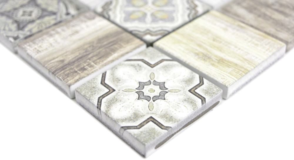 Mosaique imitation bois translucide Crystal creme brun brillant - 10 feuilles de mosaique