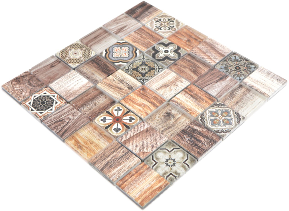 Mosaikfliese Patchwork braun beige marrone Fliesenspiegel Küchenrückwand 160-w200