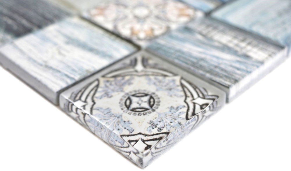 Mosaique imitation bois translucide Crystal bleu clair brillant - 10 feuilles de mosaique