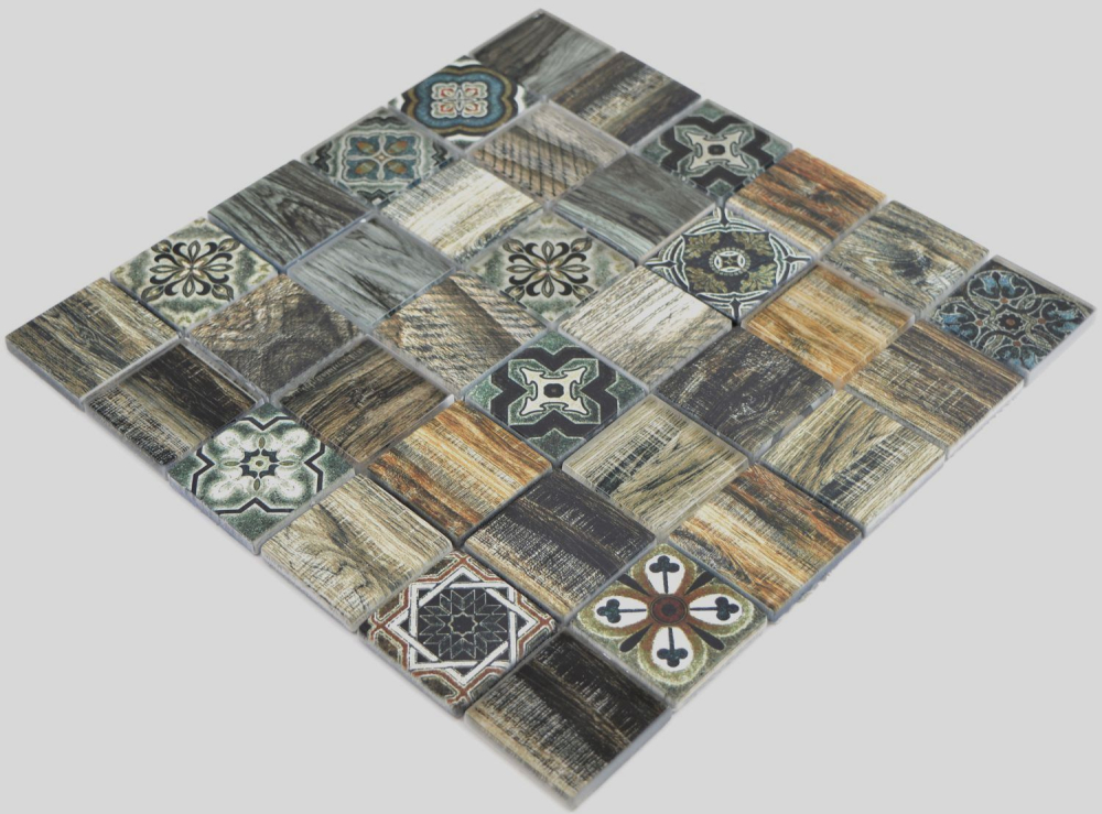 Carreau mosaique Patchwork Beachhouse imitation bois RETRO Vintage bleu vert mur cuisine carrelage salle de bain 160-w500