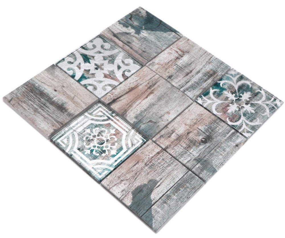 Mosaique Carre Mosaique de verre mix grey brown green Translucide gris brun vert mat