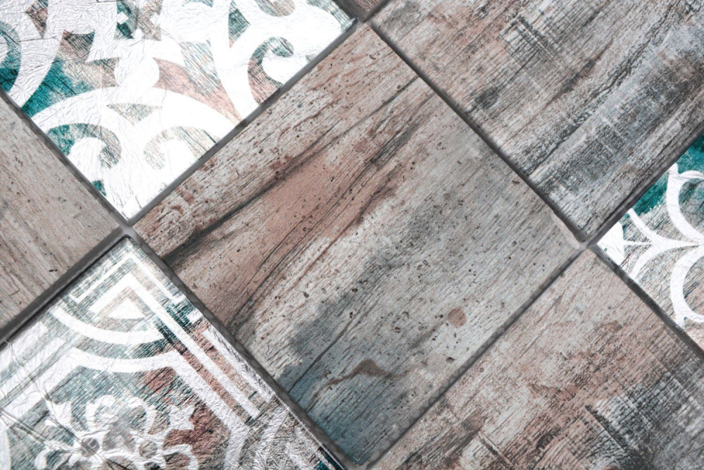 Mosaique Carre Mosaique de verre mix grey brown green Translucide gris brun vert mat