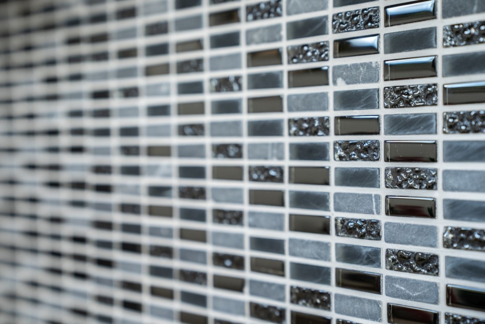 Lames Rectangle Carreaux Mosaique de verre Batonnets mini gris noir anthracite Pierre naturelle Structure Carrelage Cuisine WC - 87-1403