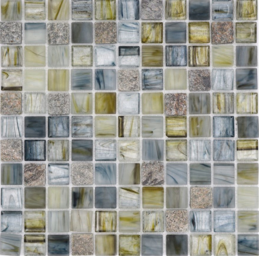 Mosaique Carre Mosaique de verre Pierre mix Cream gris clair Mix translucide aspect strie brillant