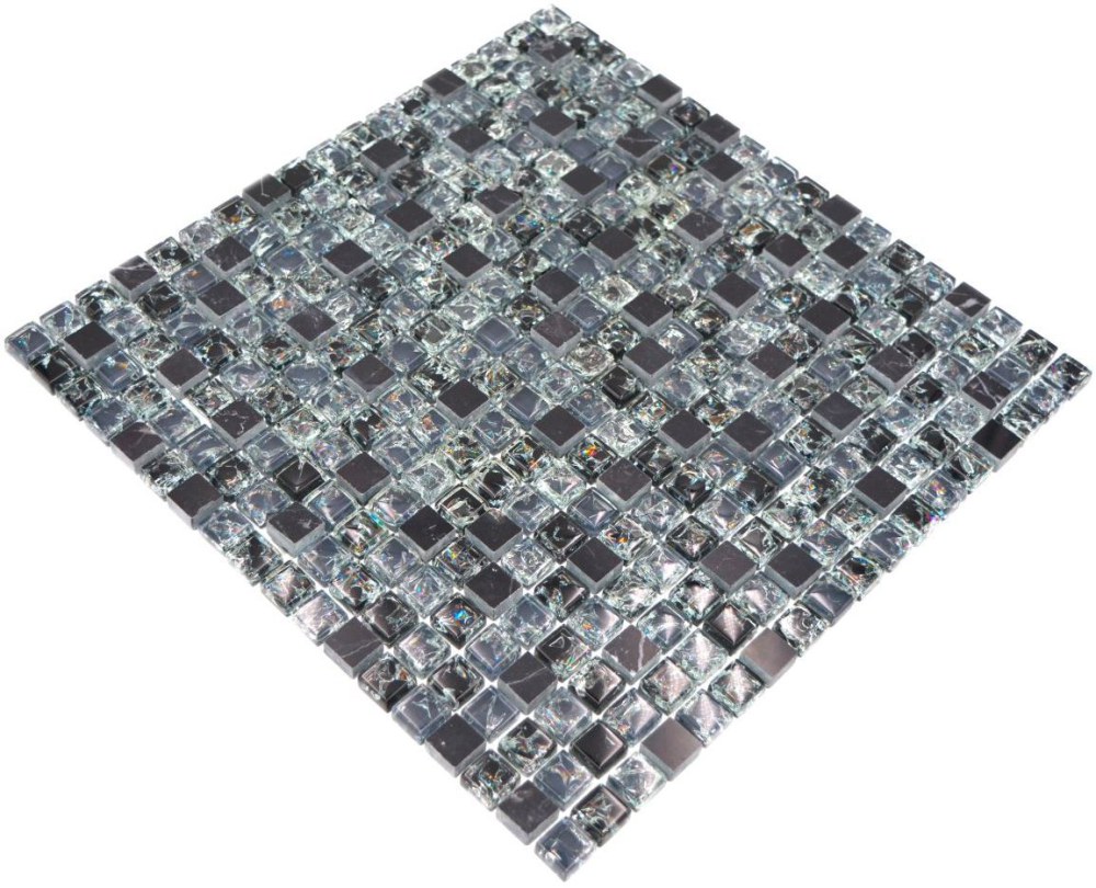 Mosaique Carre Mosaique de verre Pierre mix noir Mix translucide brillant