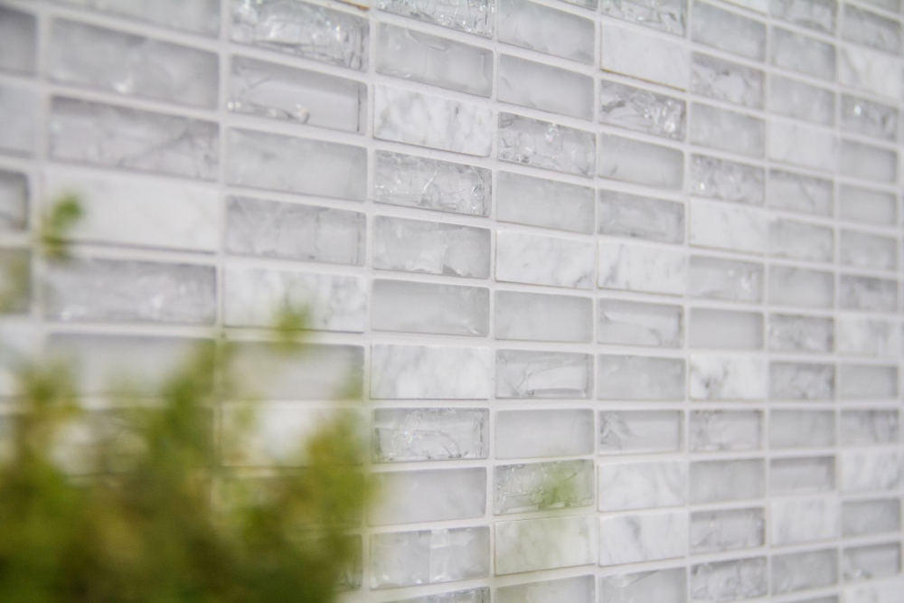 Batonnets de mosaque de verre pierre mix blanc mix translucide aspect crois brillant
