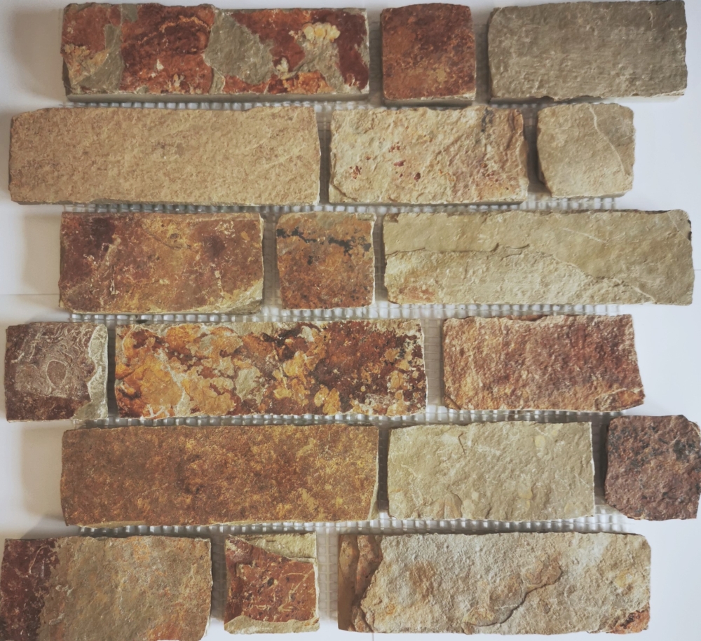 Schiefer Steinwand Naturstein Mosaik braun rost Wandverblender 34-1204