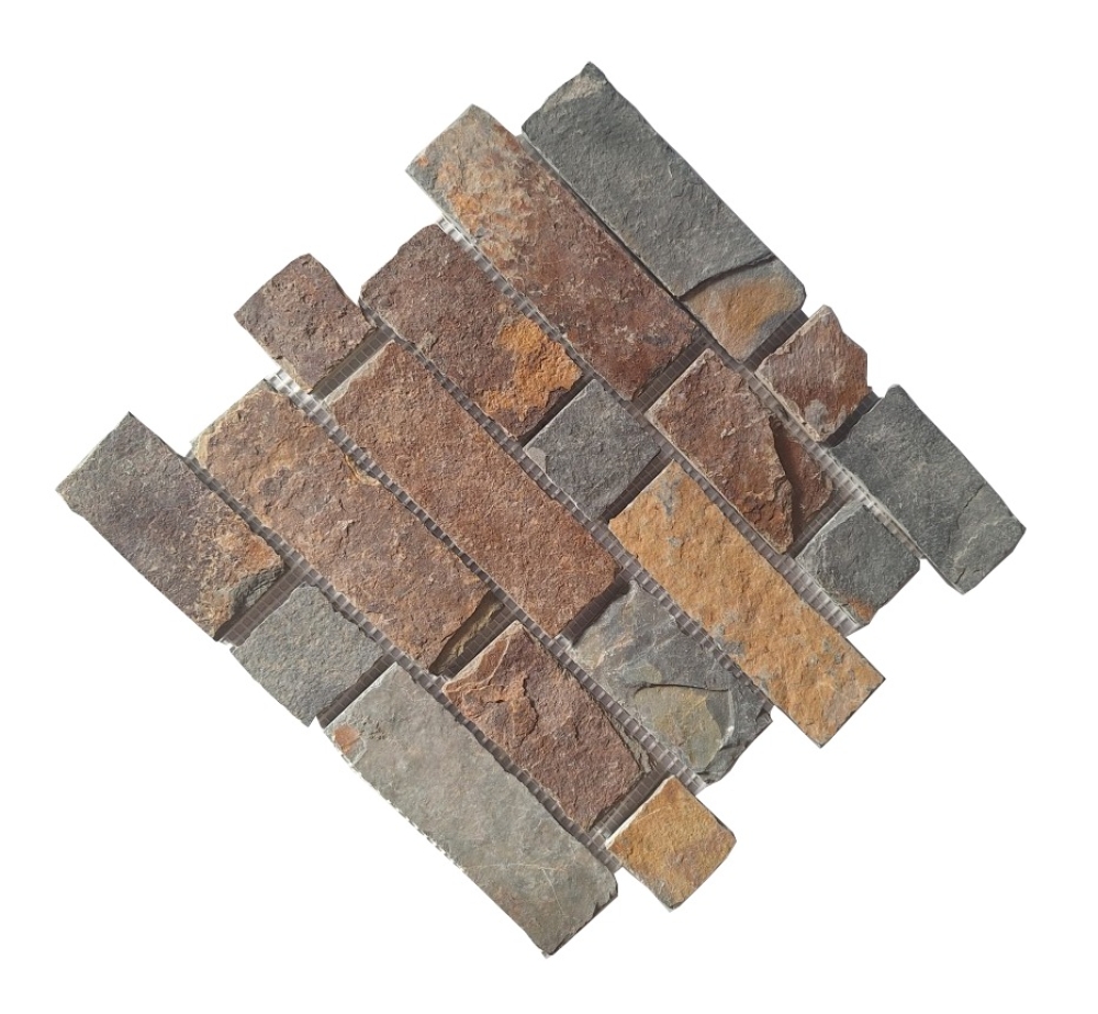 Preview: Mosaik Brick multi color Schiefer Mauerverbandoptik mehrfarben matt