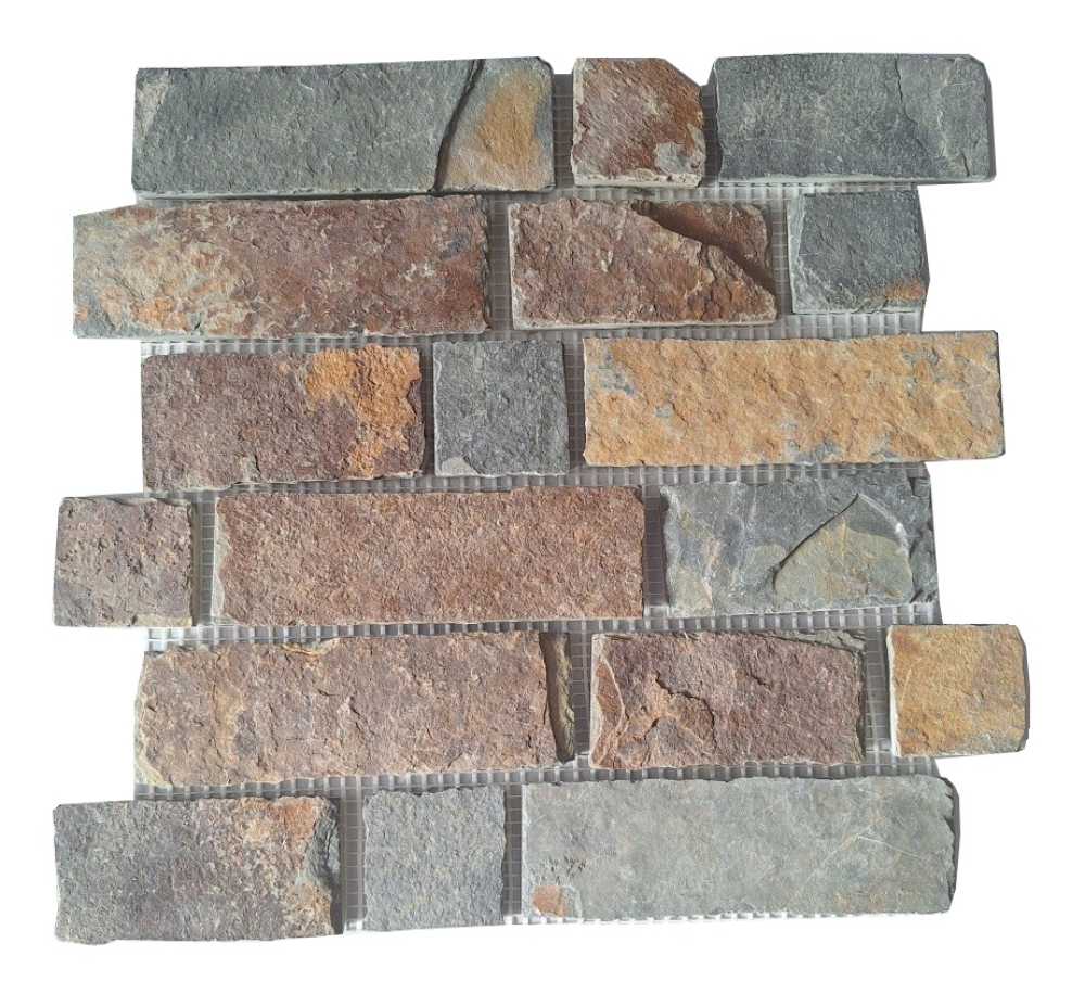 Mosaik Brick multi color Schiefer Mauerverbandoptik mehrfarben matt