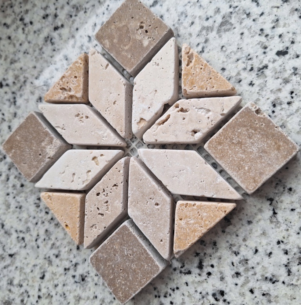 Inlay Decor Mini Antique Natural Stone Noce Gold Chiaro Beige Brown Gold - DEKO37