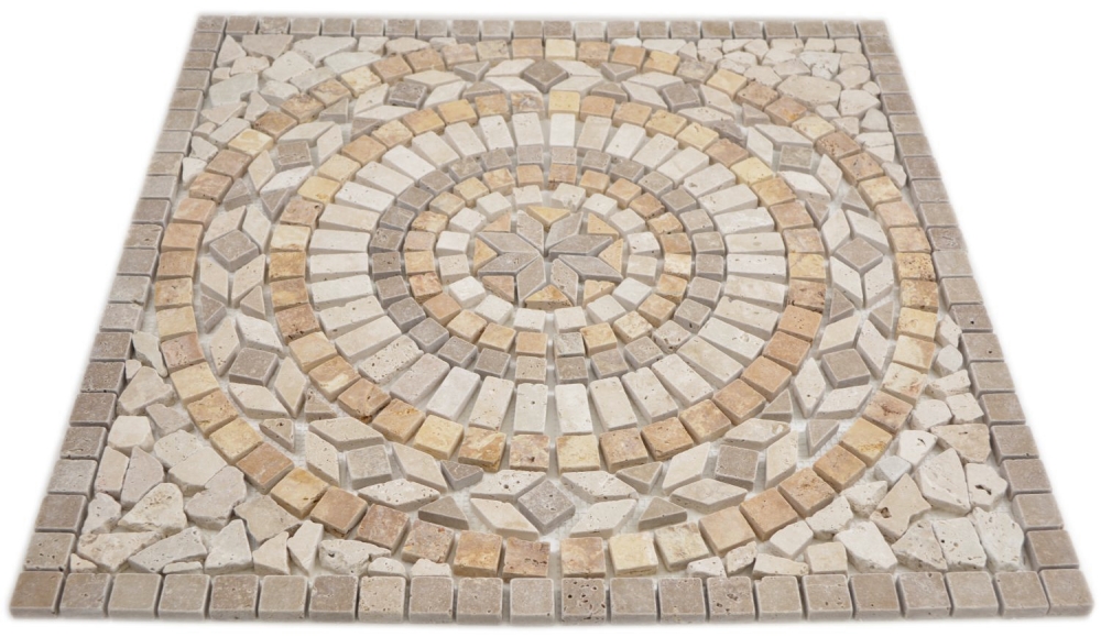 Rossone Dekor 61x61x1 Mercury noce, gold, chiaro Rosone Travertin mix beige braun gold matt